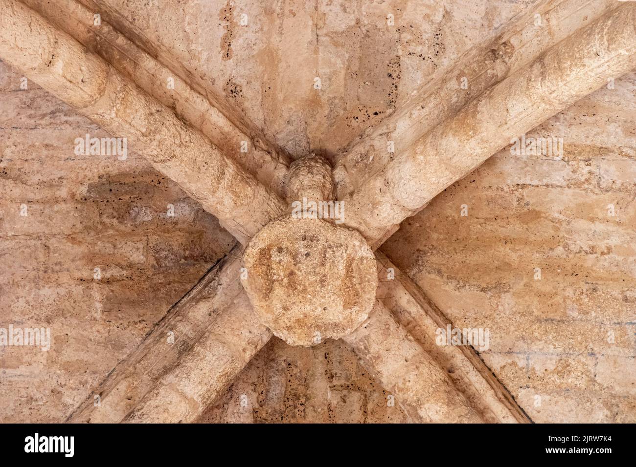 Ciudad Real, Spain. Detail of the vaults of the Puerta de Toledo (Toledo Gate), a Gothic fortified city entrance formerly part of the walls Stock Photo
