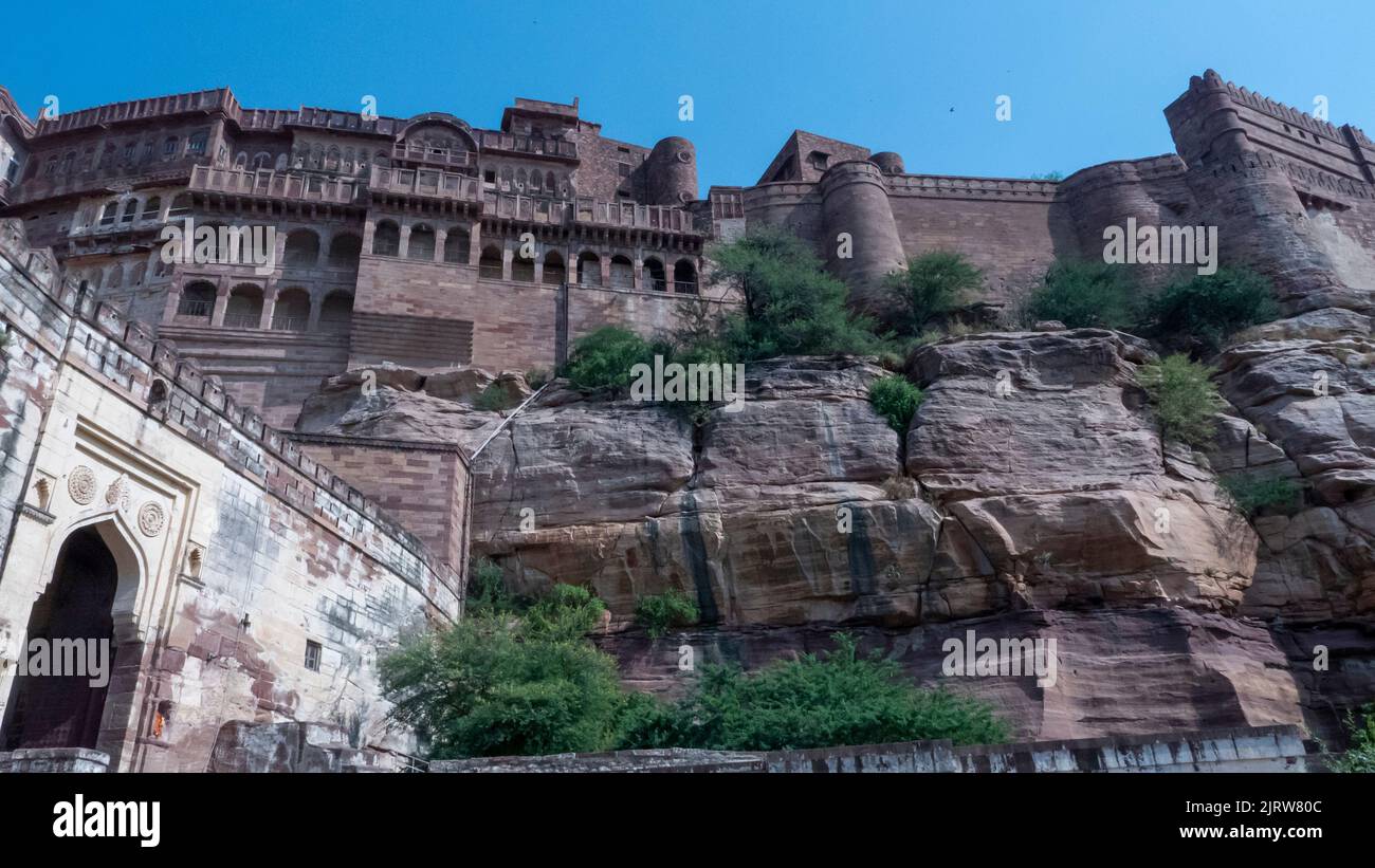 Jodhpur Rajasthan, India – February 1, 2014 : Ancient old fort mehrangarh in jodhpur city, Rajasthan, India Stock Photo