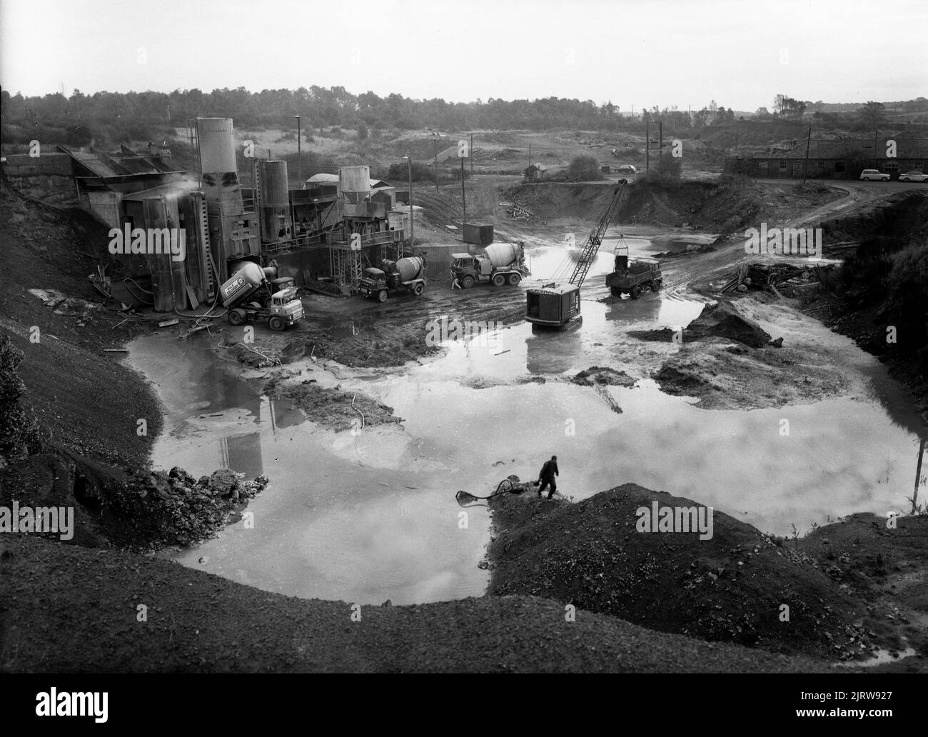 Concrete mixing works and quarry at Lightmoor, Shropshire 1966 Stock