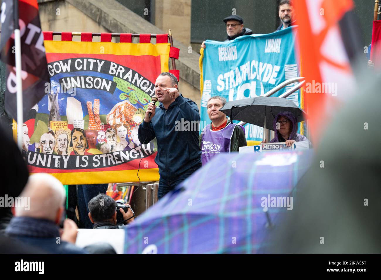 Glasgow, Scotland, UK. 26th Aug, 2022. Joint union Strike Rally in