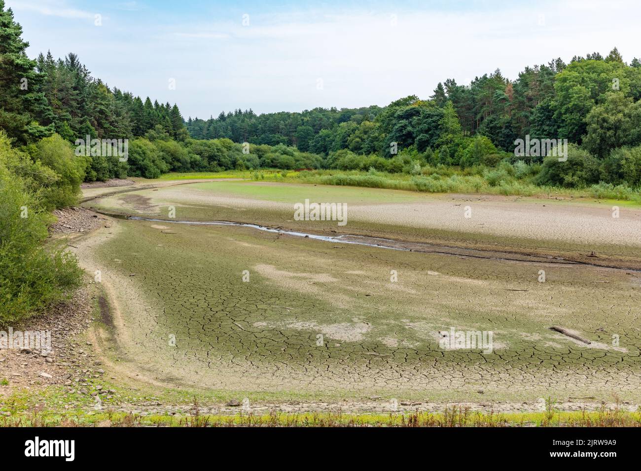 Dried up area of Swinsty Reservoir August 2022, North Yorkshire, England, United Kingdom Stock Photo