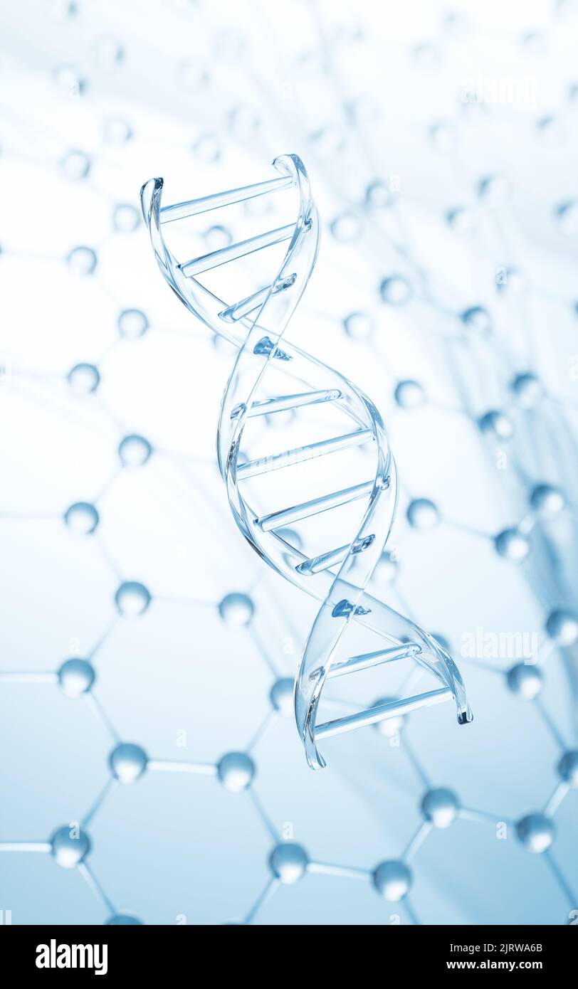 DNA with molecule structure background, 3d rendering. Computer digital ...