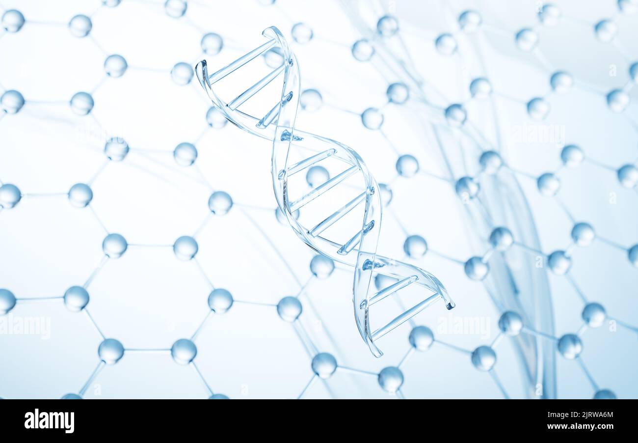 DNA with molecule structure background, 3d rendering. Computer digital ...