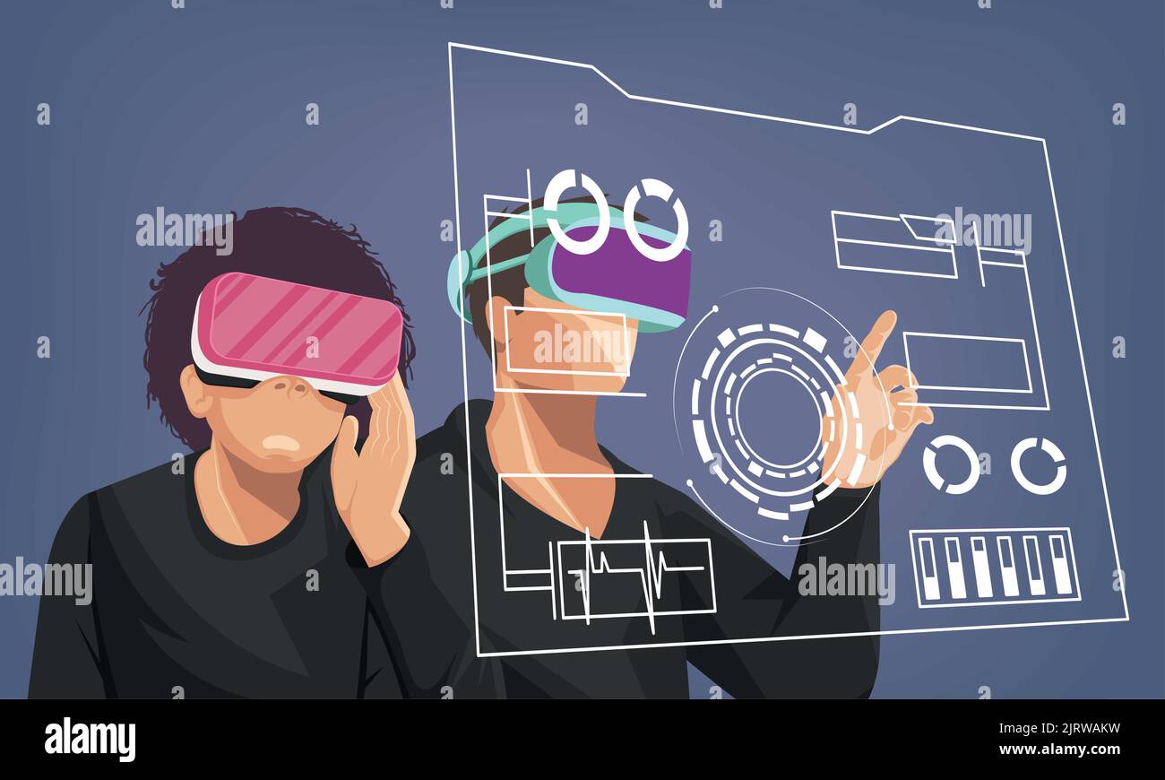 two men using metaverse masks characters Stock Vector Image & Art - Alamy