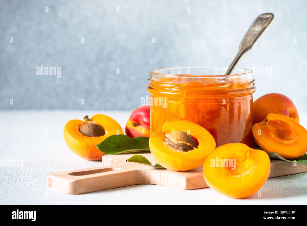 Apricot jam in glass jar hi-res stock photography and images - Alamy