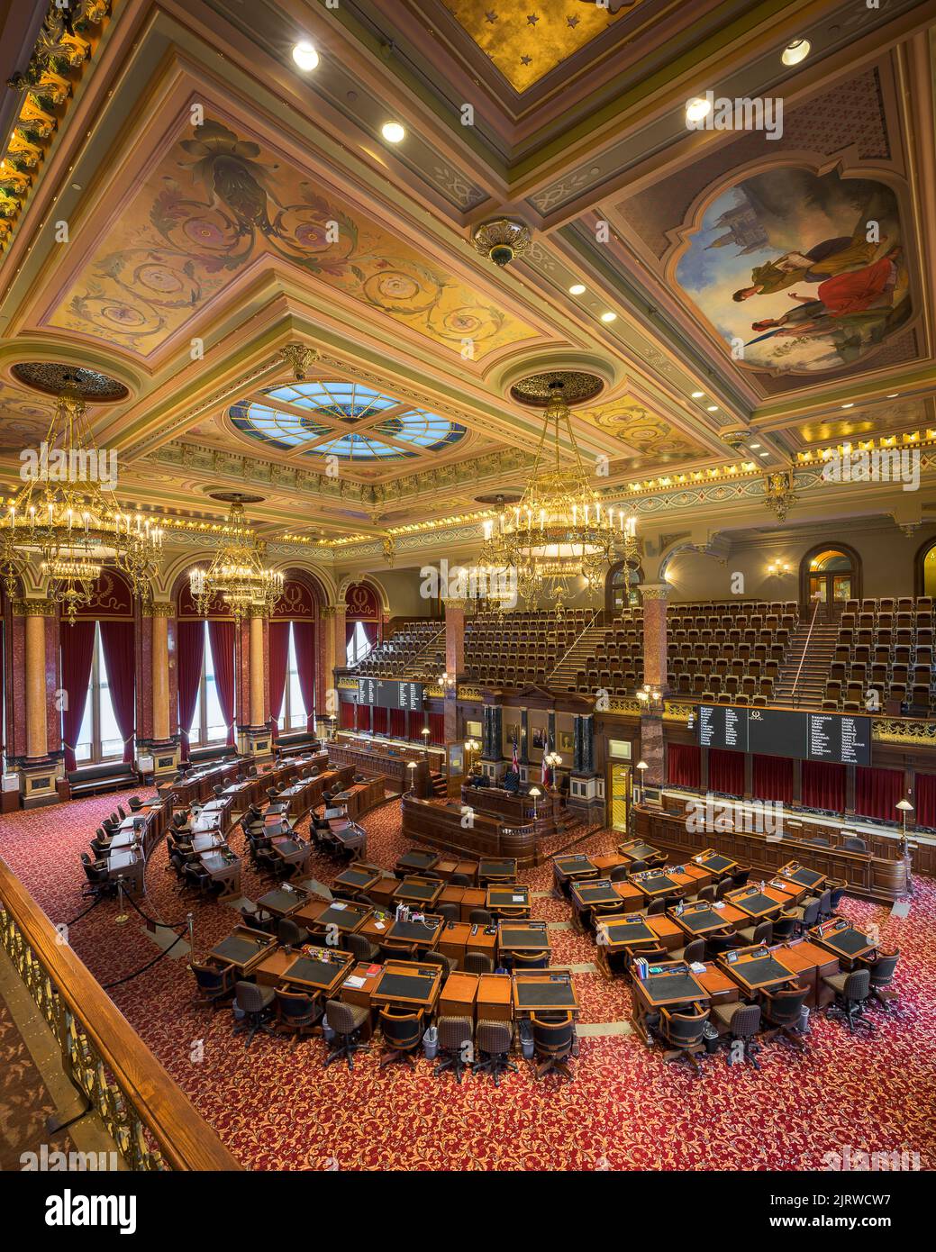 Senate chamber from the balcony of the Iowa State Capitol building in Des Moines, Iowa Stock Photo