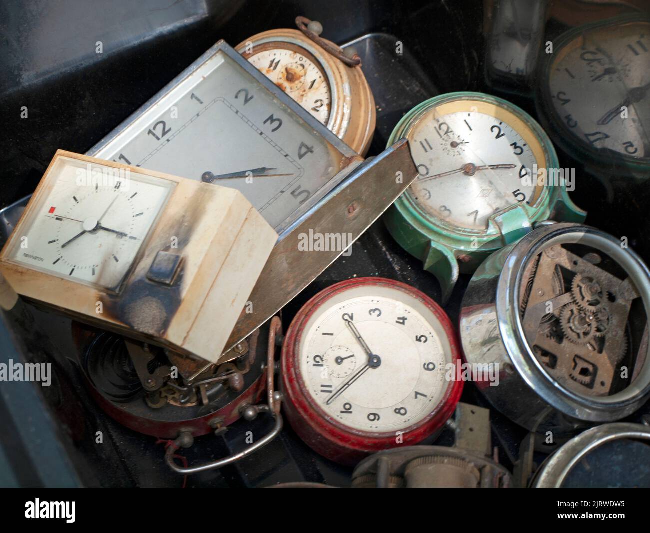 Watches for sale at the market in Saint-Chinian, Languedoc-Rousillon, France Stock Photo