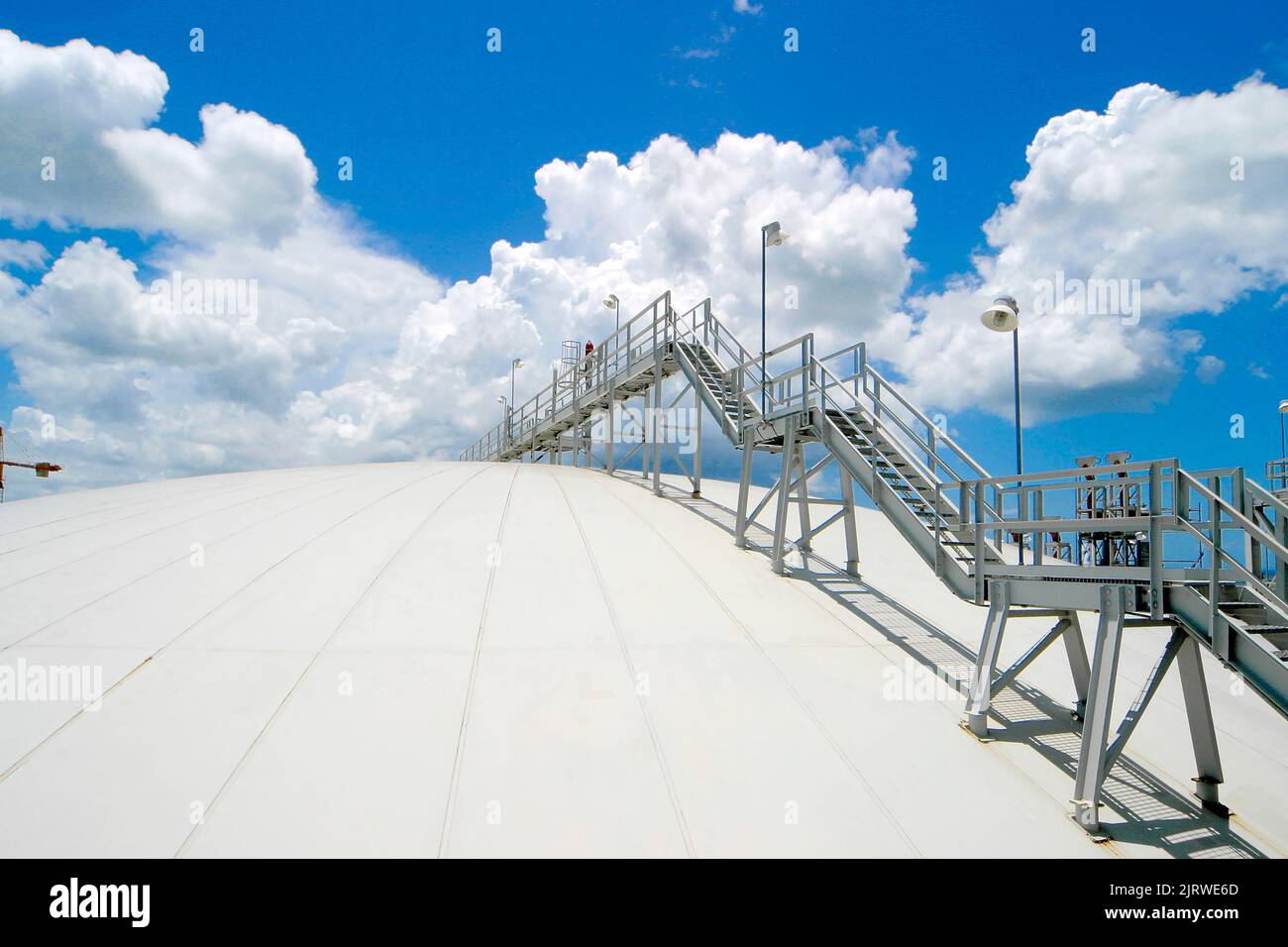 Liquefied natural gas tank with stairs Stock Photo