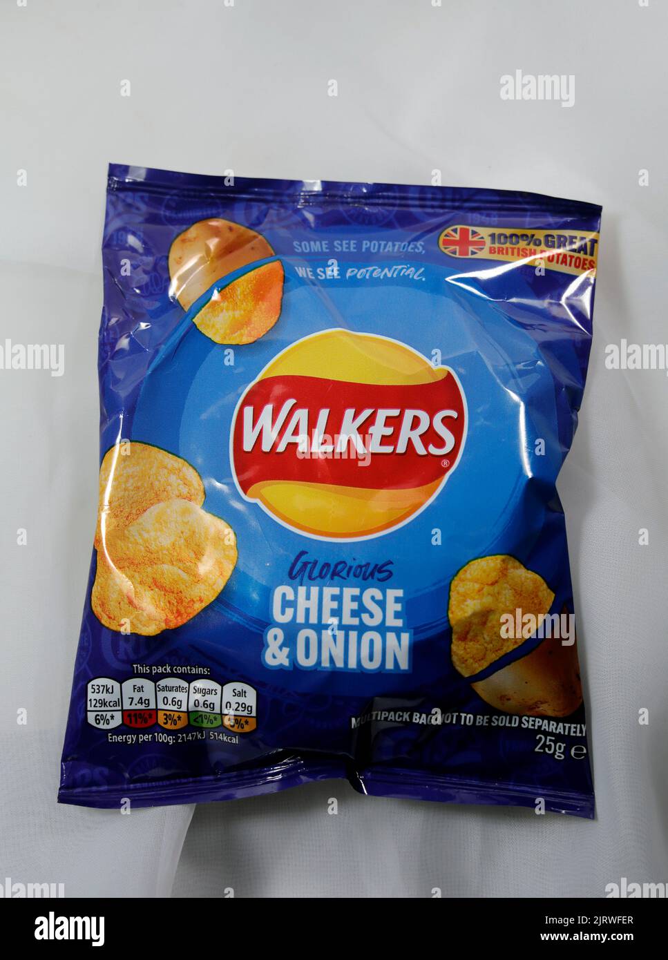 Potato crisps. Cheese and onionStudio set up. UK Stock Photo Alamy
