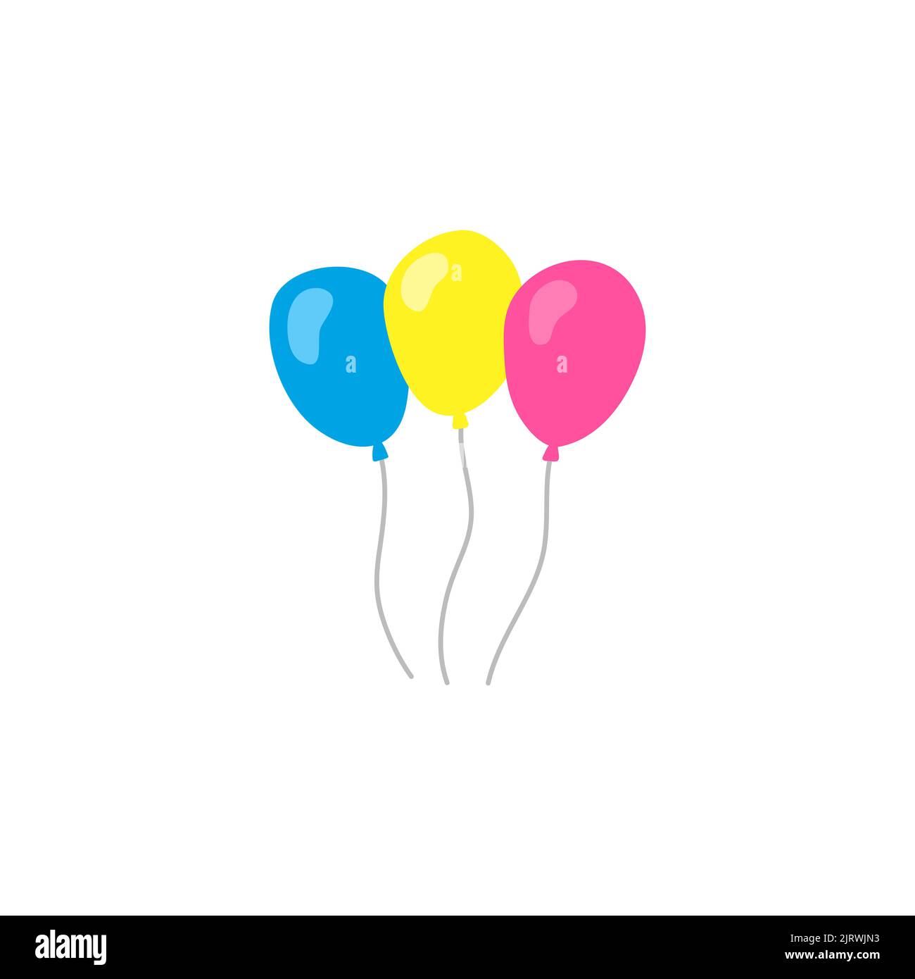 Group of doodle colorful helium balloons isolated on white background ...