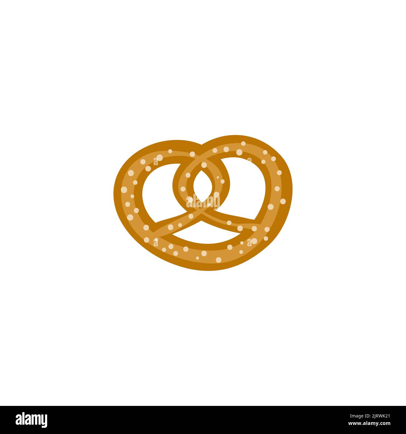 Doodle colorful bavarian pretzel isolated on white background Stock