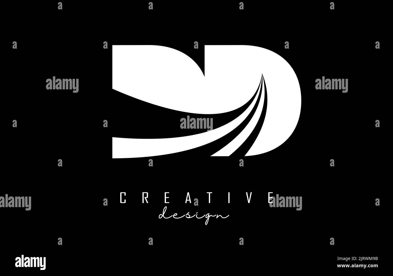 Creative white letter Dd d logo with leading lines and road concept ...