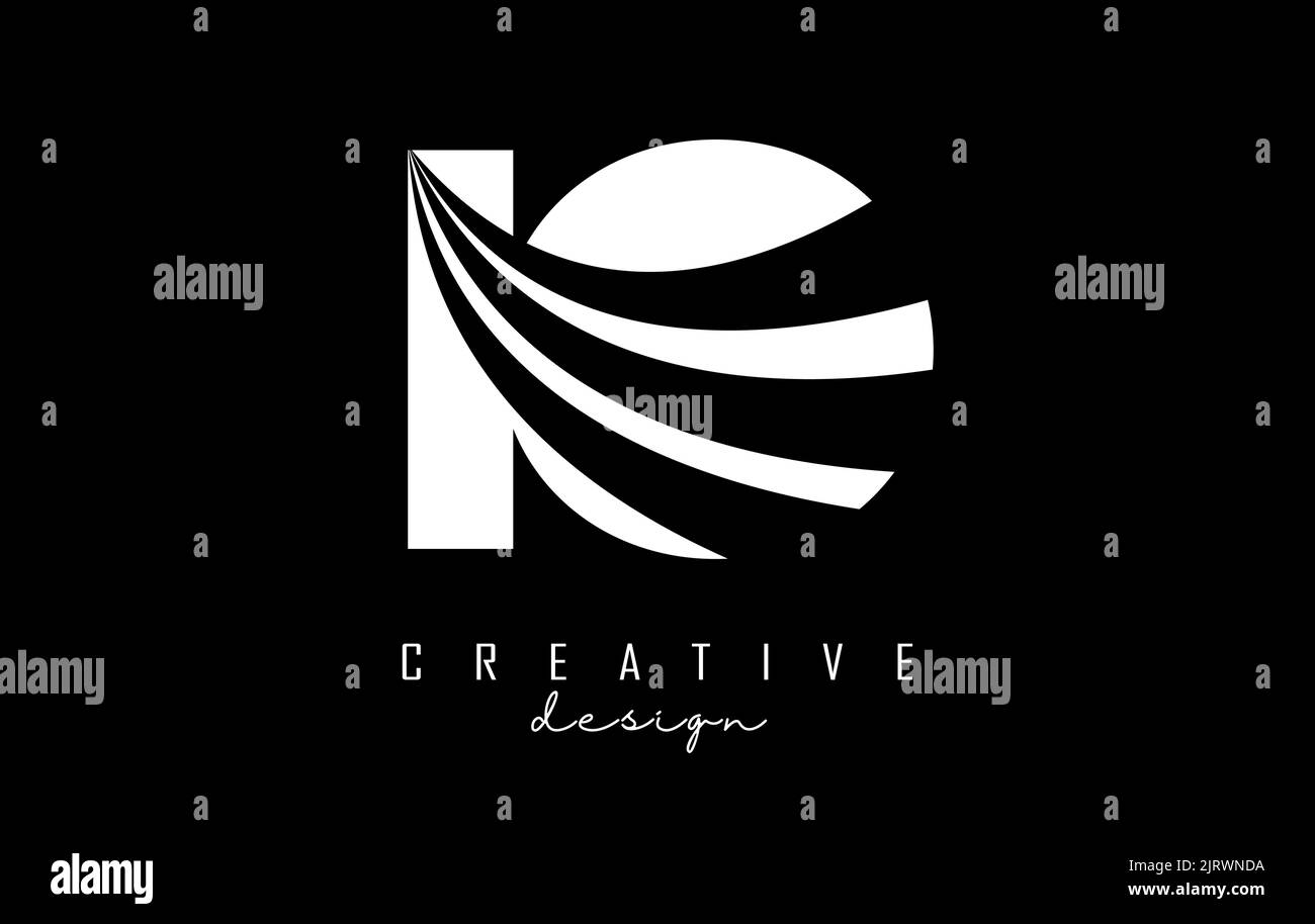 Creative white letter IO i o logo with leading lines and road concept ...
