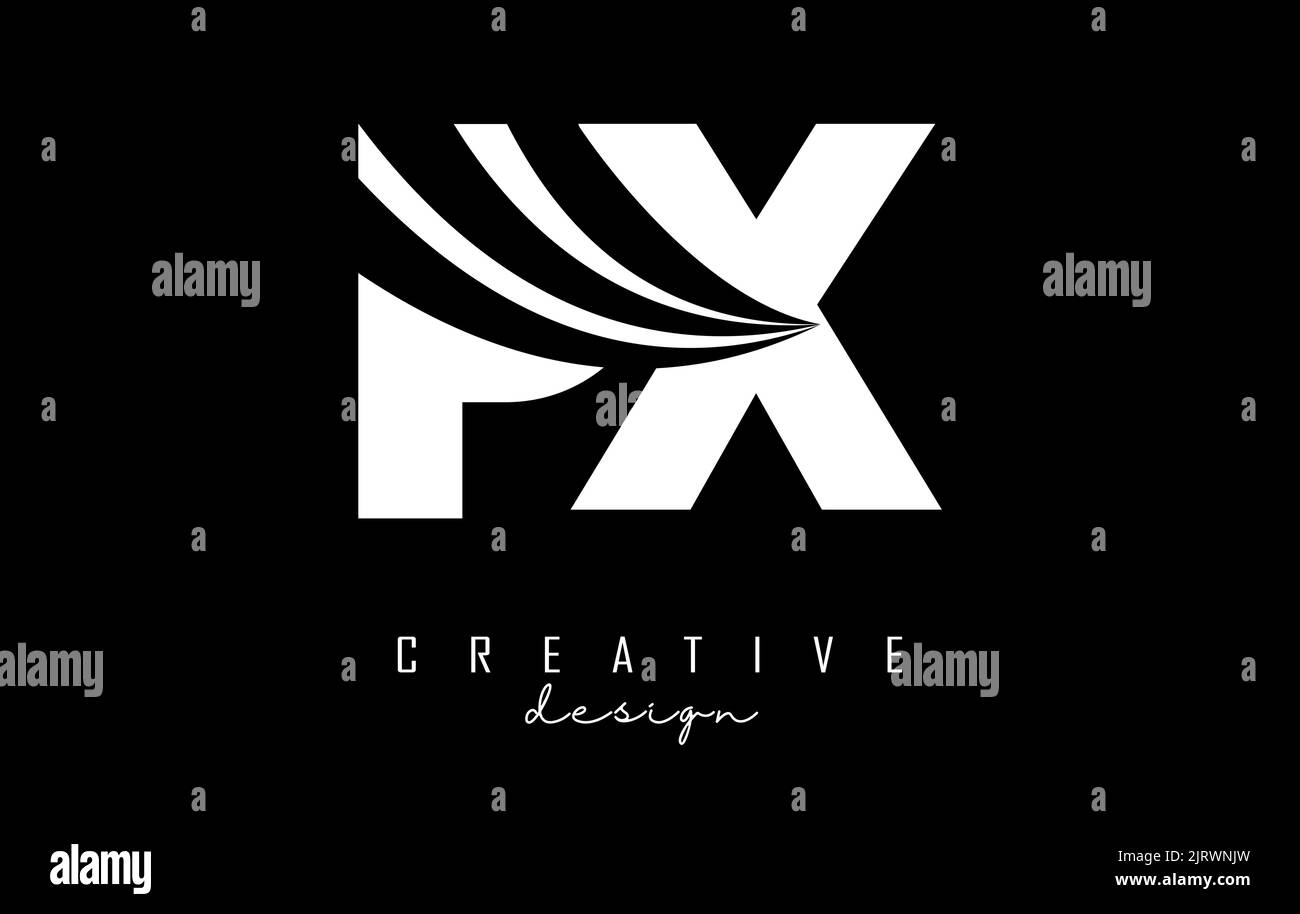 creative-white-letter-px-p-x-logo-with-leading-lines-and-road-concept