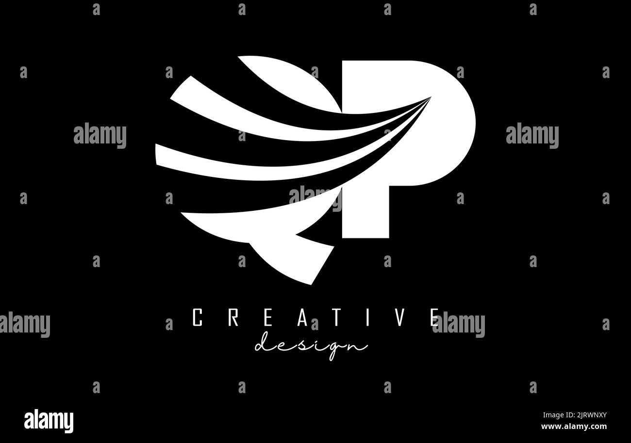 Creative white letter QP q p logo with leading lines and road concept ...