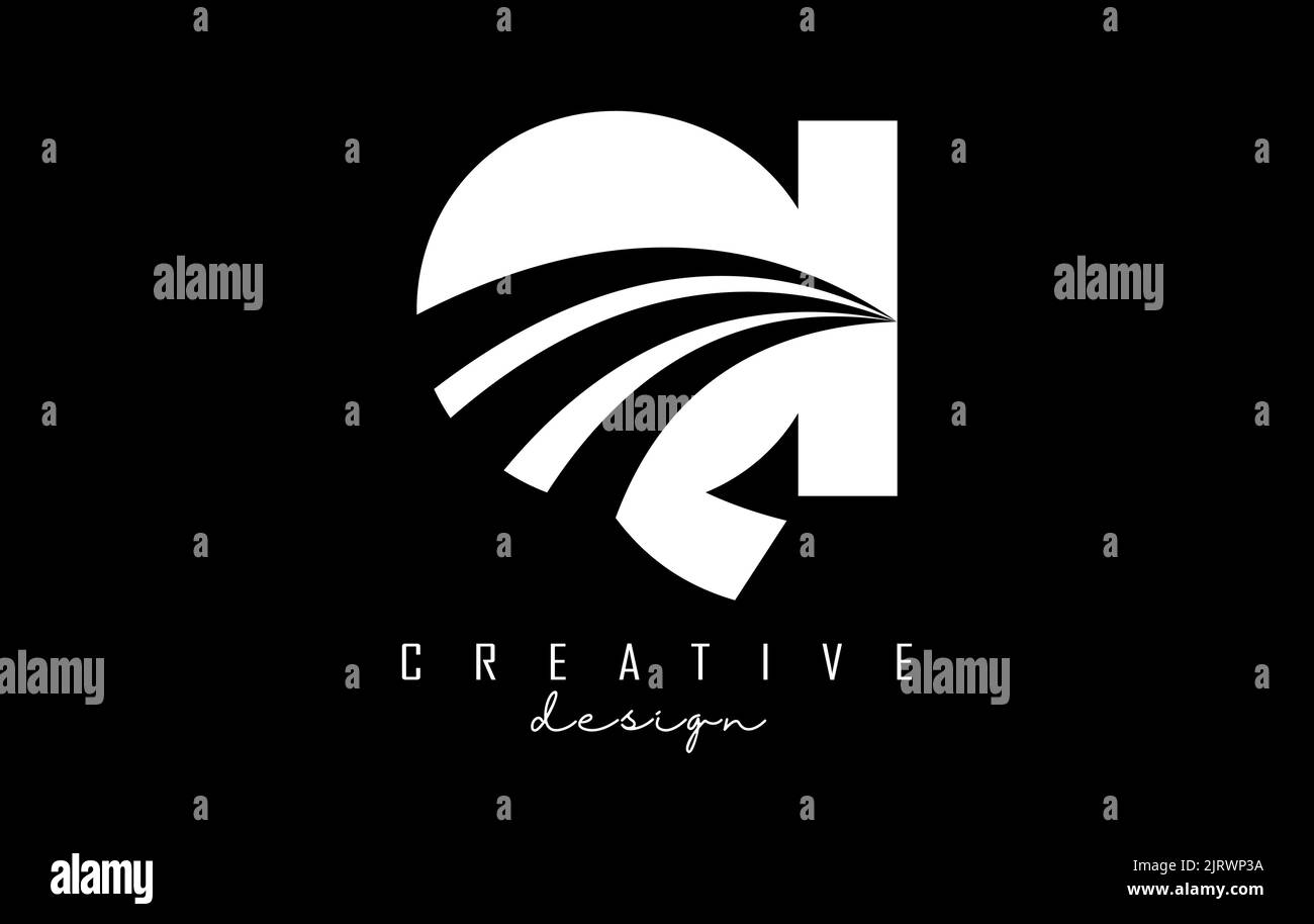 Creative white letter OI q i logo with leading lines and road concept ...