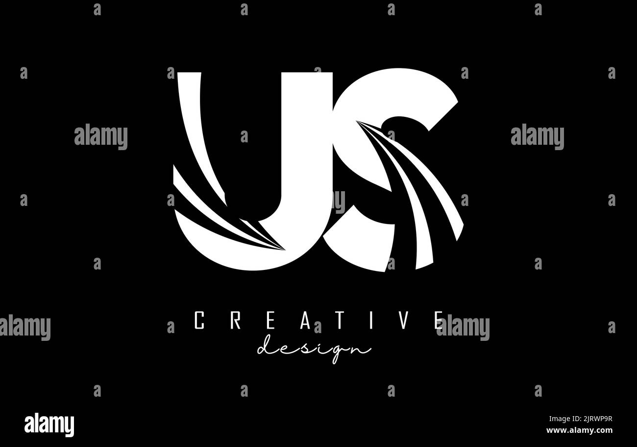 Creative white letter US u s logo with leading lines and road concept ...