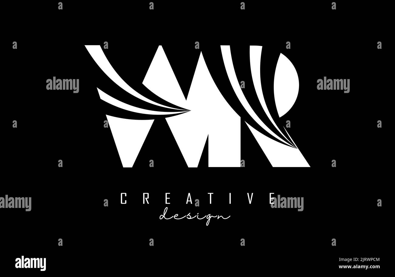 Creative white letter WR w r logo with leading lines and road concept ...