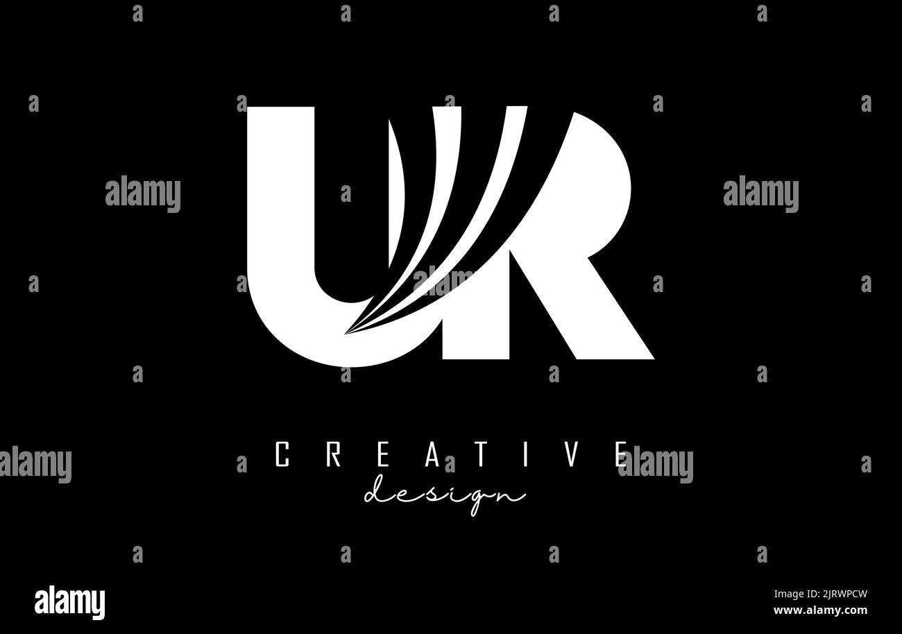 Creative white letter UR u r logo with leading lines and road concept ...