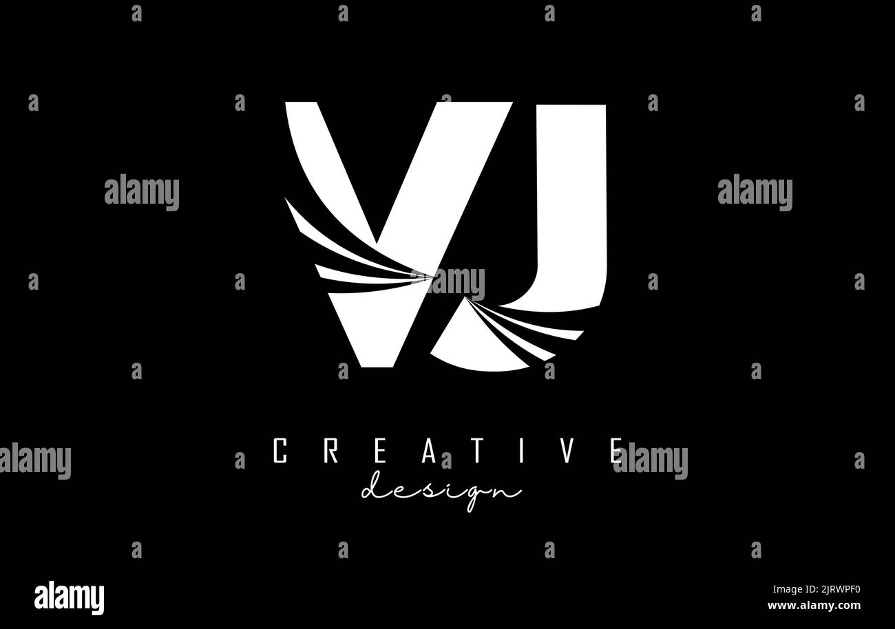 Creative white letter Vj v j logo with leading lines and road concept design. Letters with geometric design. Vector Illustration with letter and creat Stock Vector