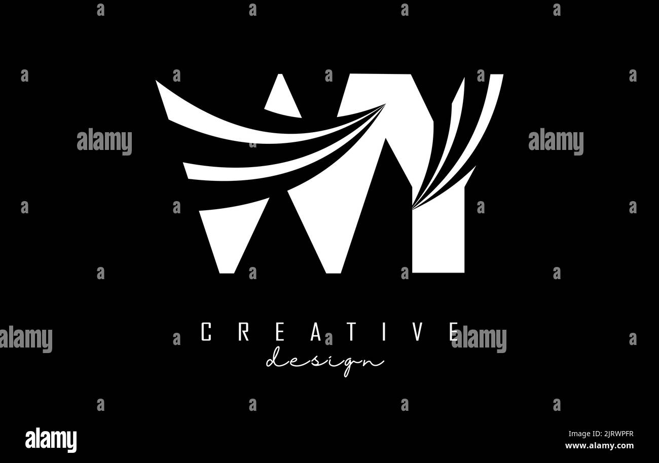 Creative white letter WY w y logo with leading lines and road concept ...