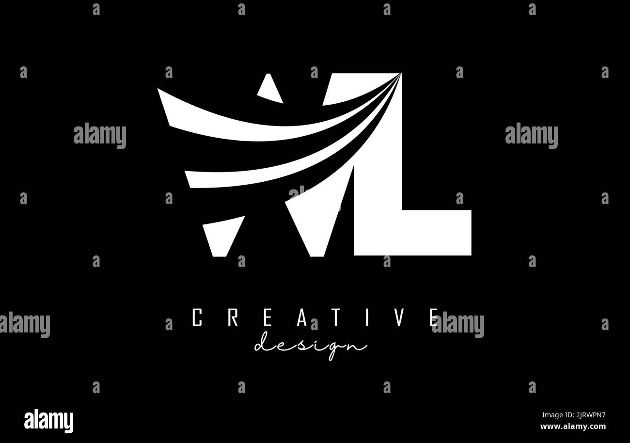 Creative white letter WL w l logo with leading lines and road concept ...