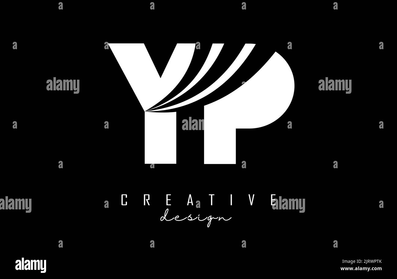 Creative white letter YP y p logo with leading lines and road concept design. Letters with geometric design. Vector Illustration with letter and creat Stock Vector
