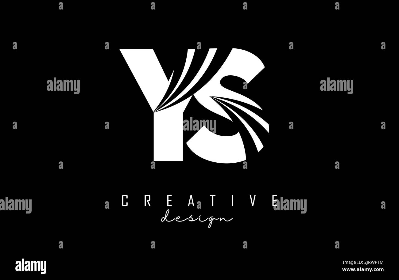 Creative white letter YS y s logo with leading lines and road concept ...