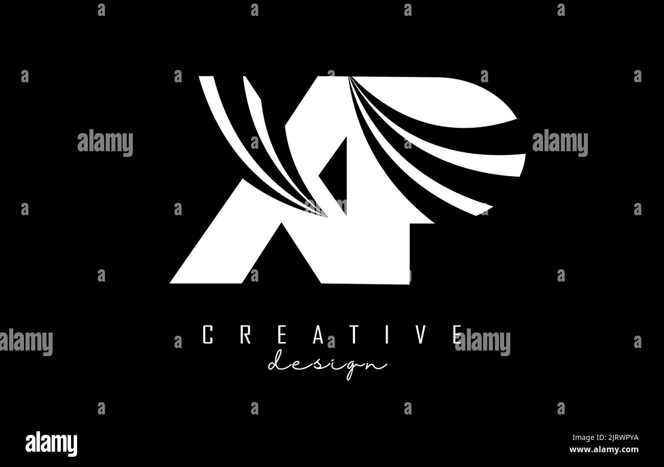 Creative white letter XP x p logo with leading lines and road concept ...