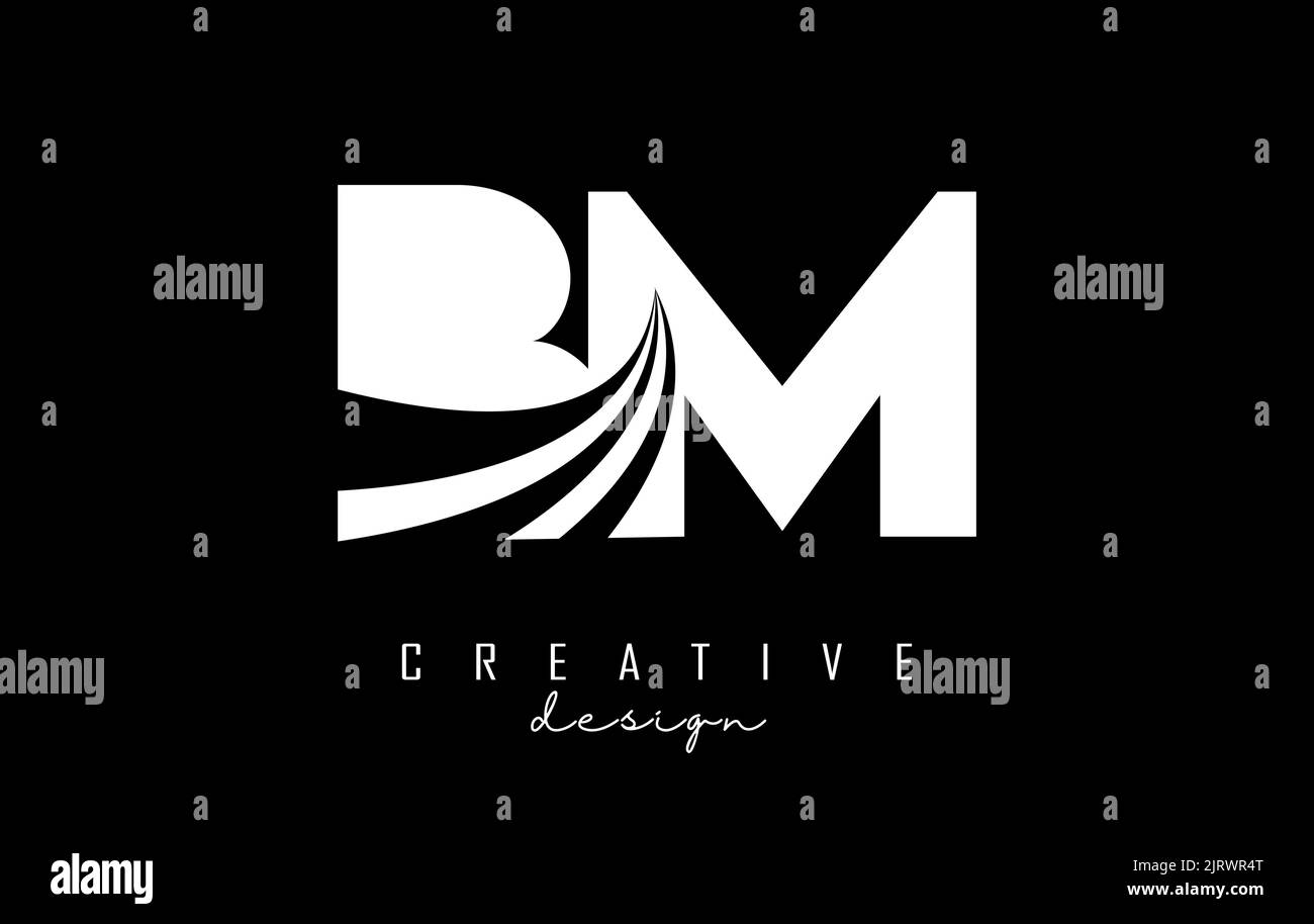 White letter BM b m logo with leading lines and road concept design. Letters with geometric design. Vector Illustration with letter and creative cuts Stock Vector