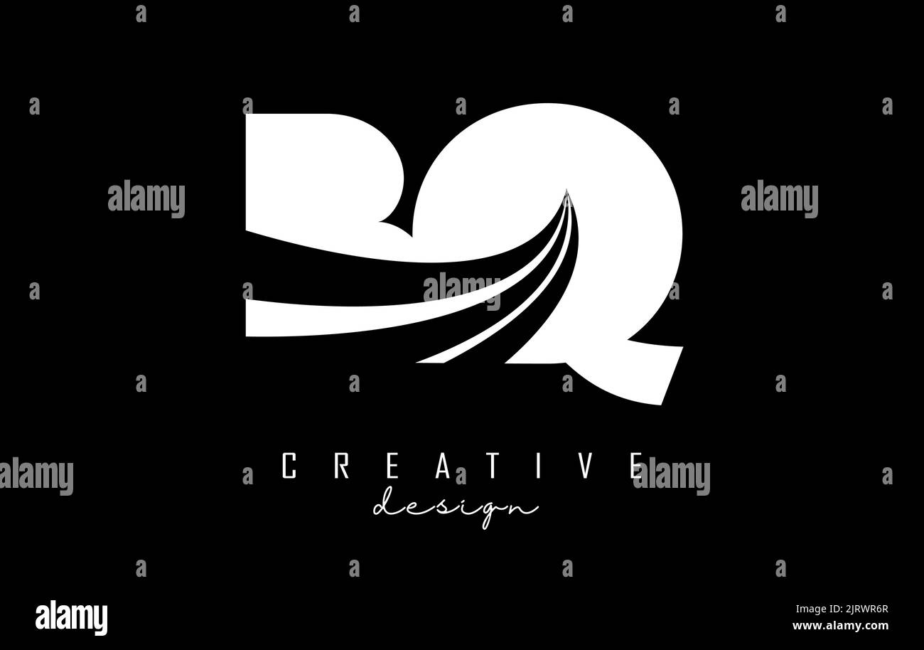 White letter BQ b q logo with leading lines and road concept design ...