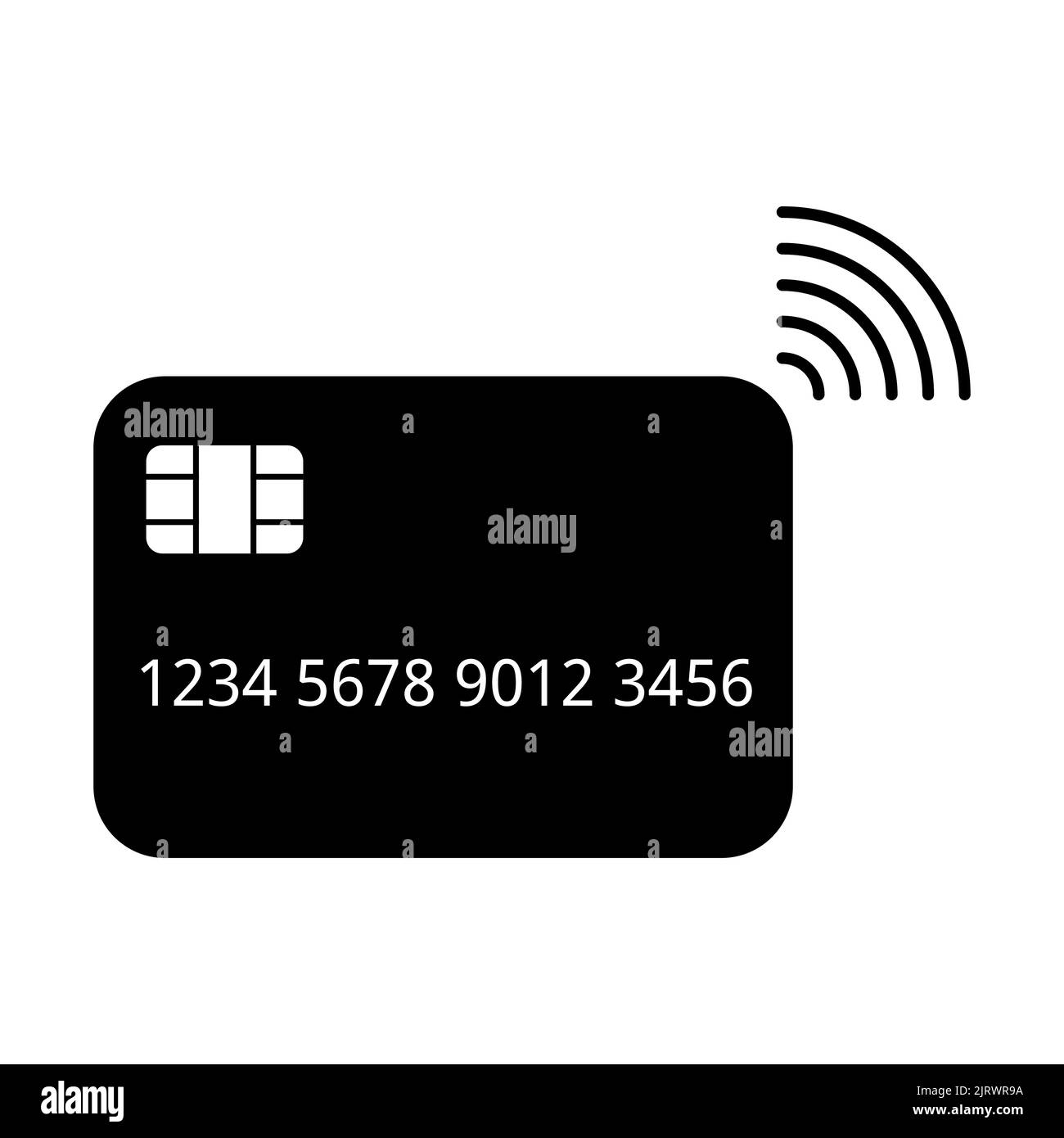 Contactless card icon and credit card symbol. Cashless purchases design. Vector black illustration isolated on white Stock Vector