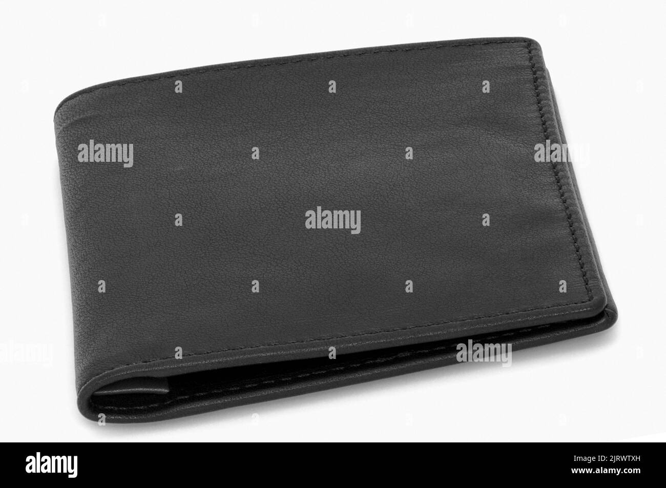 man black leather wallet closed on white background, Isolated subject Stock Photo