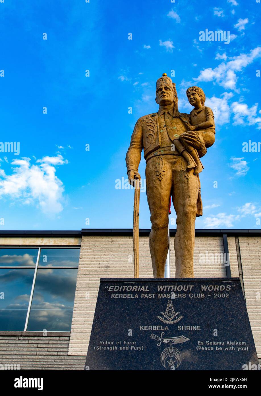 A vertical shot of the famous Kerbela Shriners Statue in Knoxville