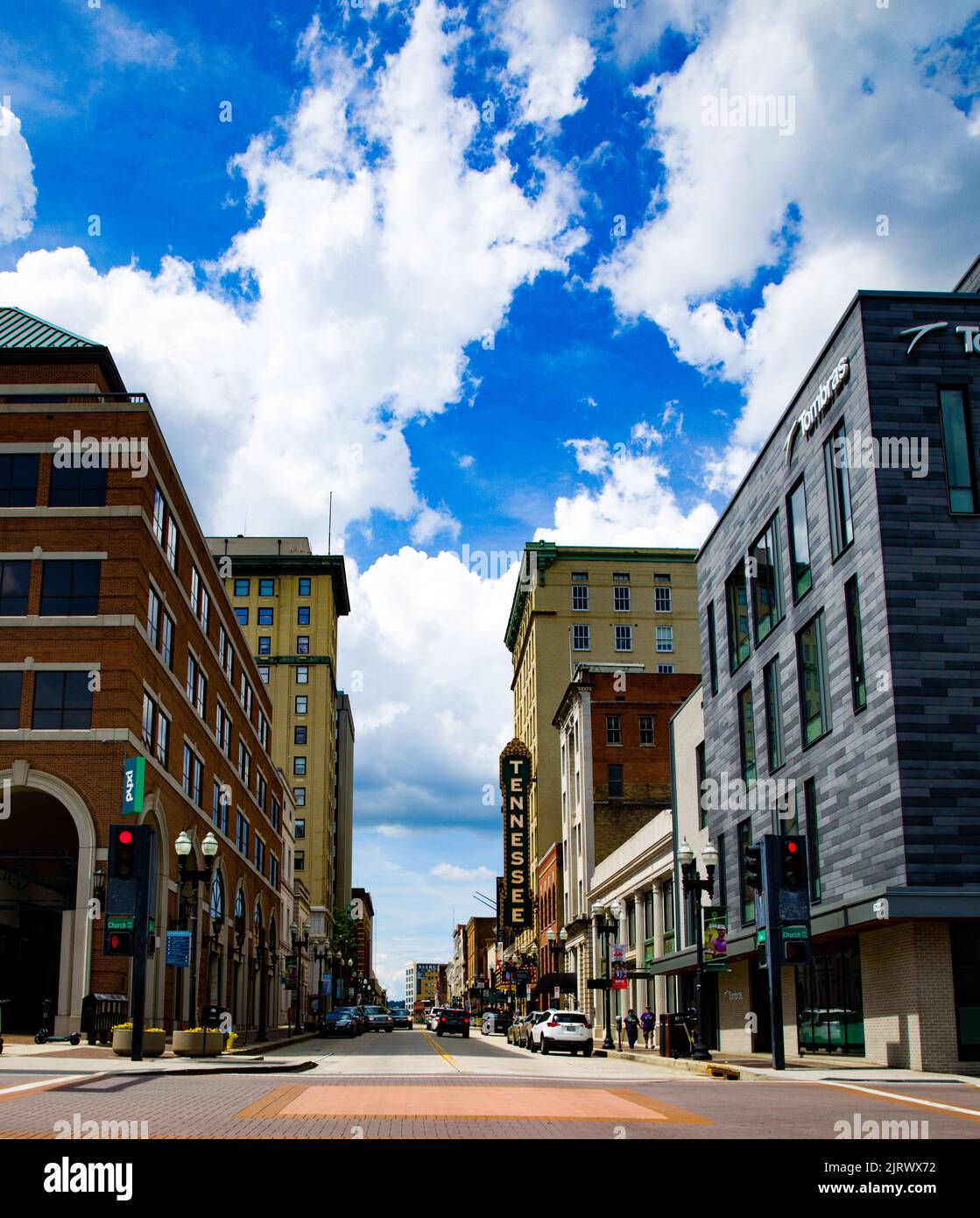 The Gay Street landscape in Downtown, Knoxville, Tennessee Stock Photo