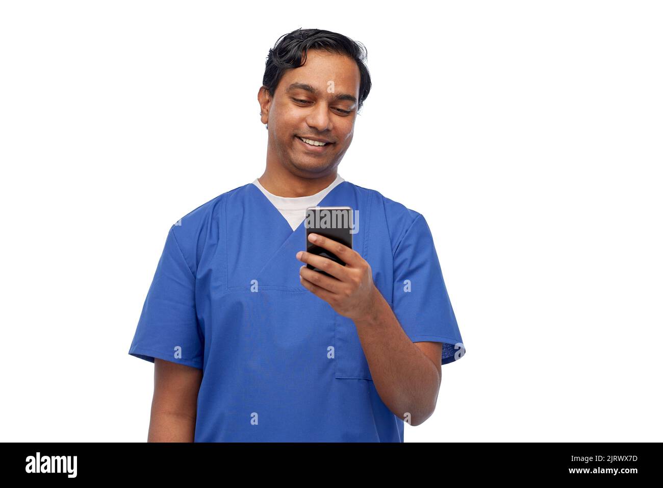 Indian male doctor using mobile hi-res stock photography and images - Alamy