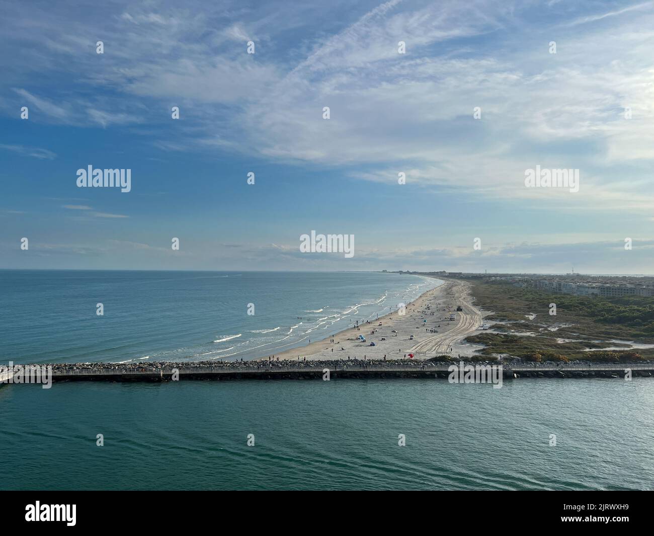 Orlando, FL USA - February 12, 2022: An aerial view of Port Canaveral in Florida. Stock Photo