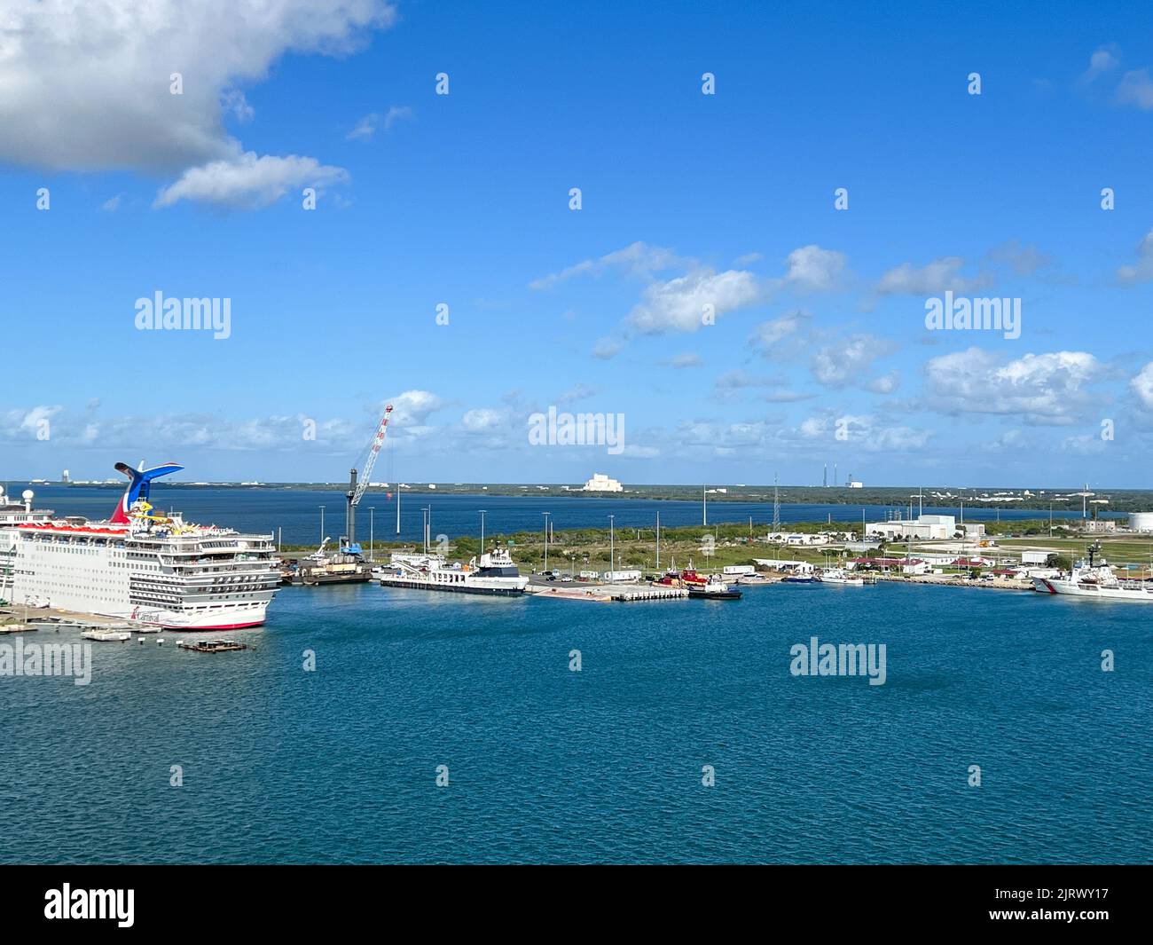 Orlando, FL USA - January 8, 2022: An aerial view of  Port Canaveral in Florida. Stock Photo