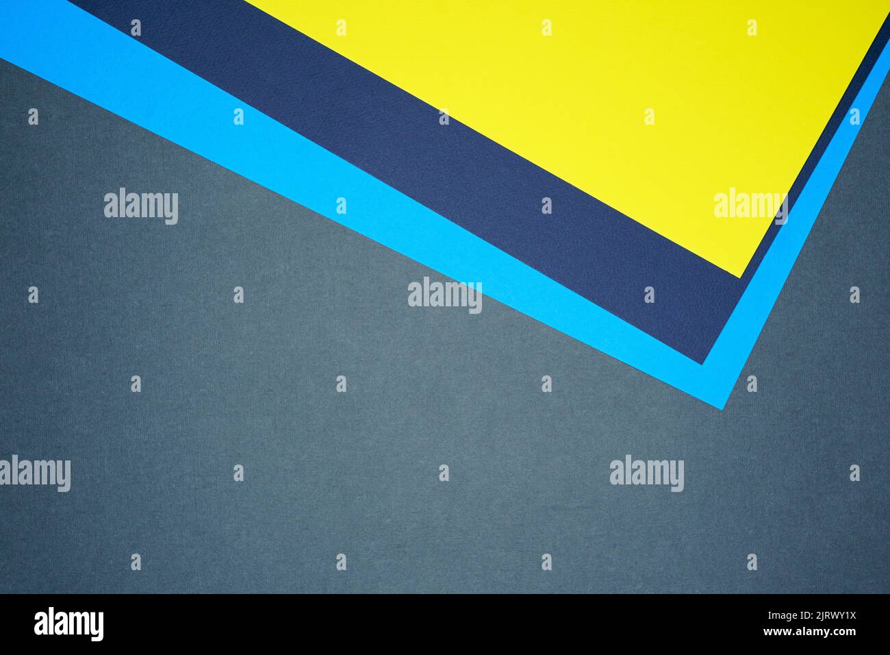 Blue, yellow, gray four tone color paper background with stripes. Abstract background modern