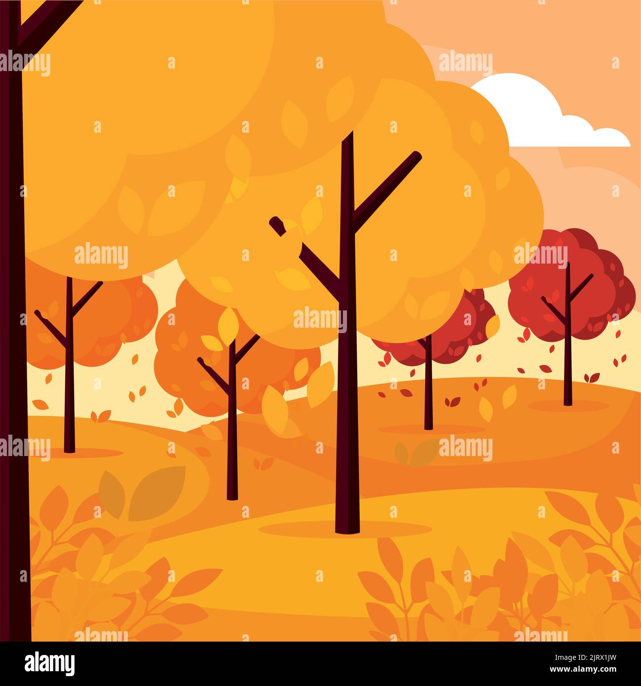 Background trees forest autumn vector illustration Stock Vector Image ...