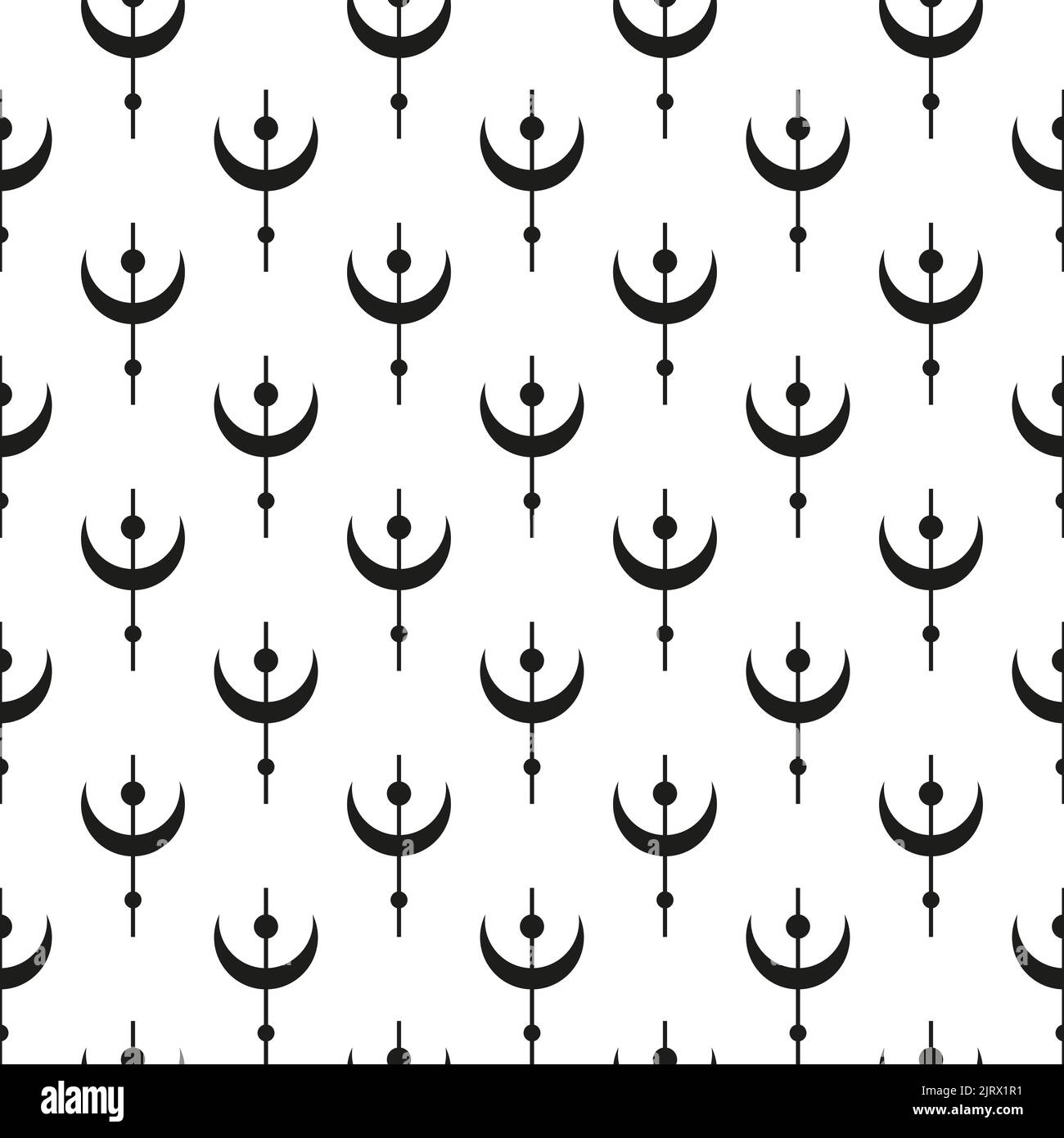 Black and white boho seamless pattern with crescent moon. Bohemian ...