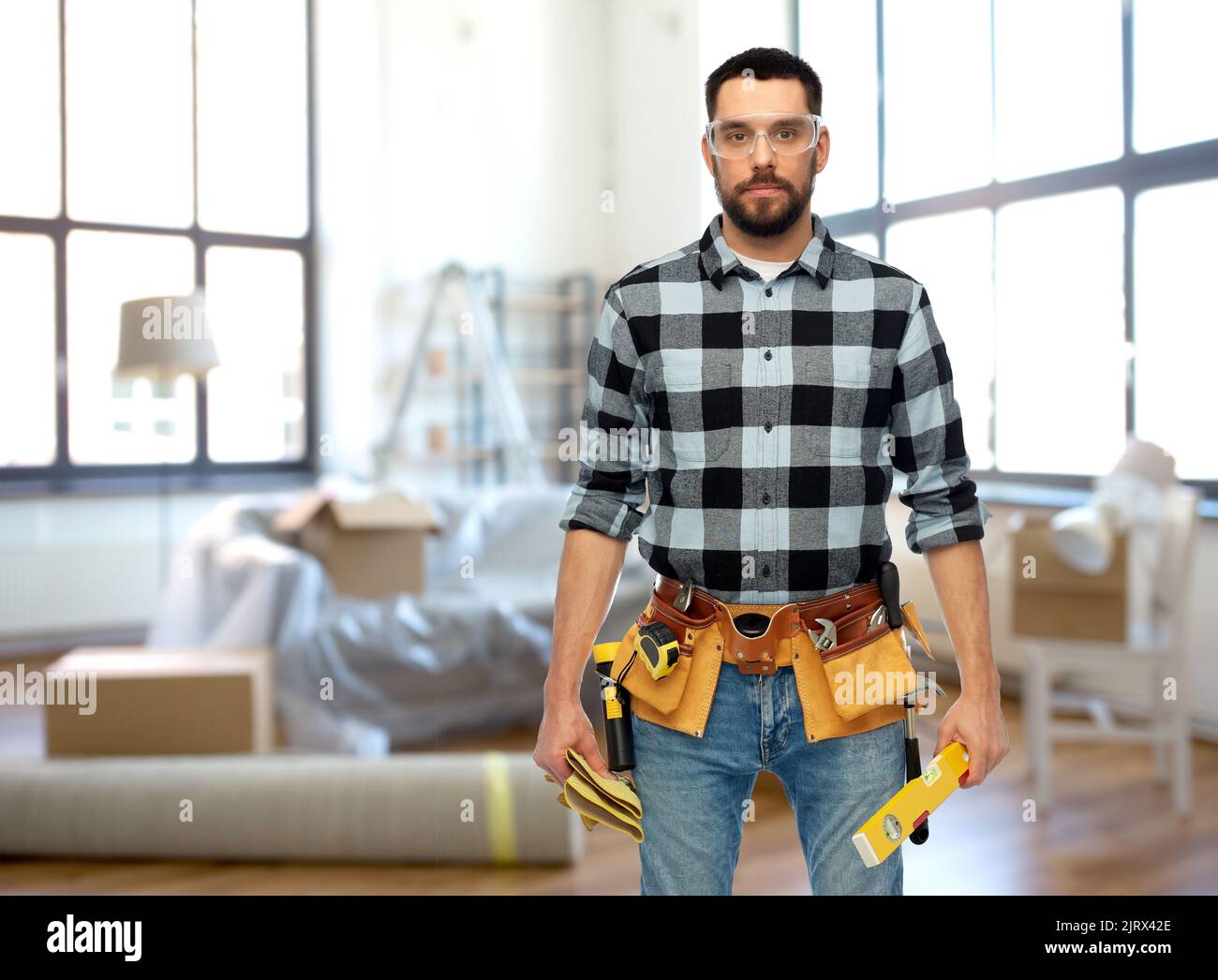 Builder Using Level One level house hi-res stock photography and images - Alamy