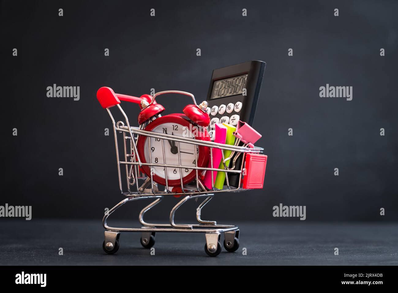 Back to school supplies online shopping cart stock photo alamy
