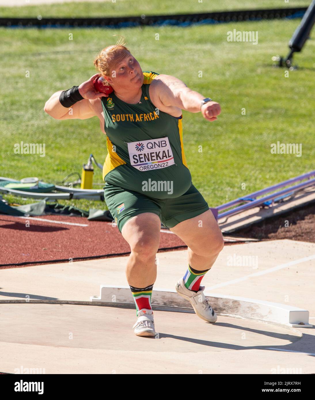 Ischke Senekal of South Africa competing in the women’s shot put heats ...