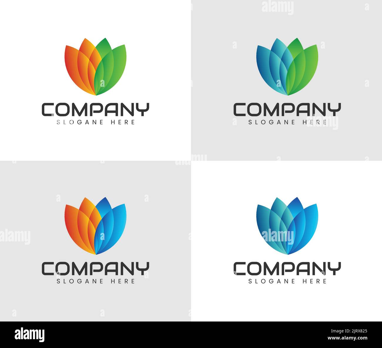 Leaf flower logo. Creative flowers inspiration vector design template. Stock Vector