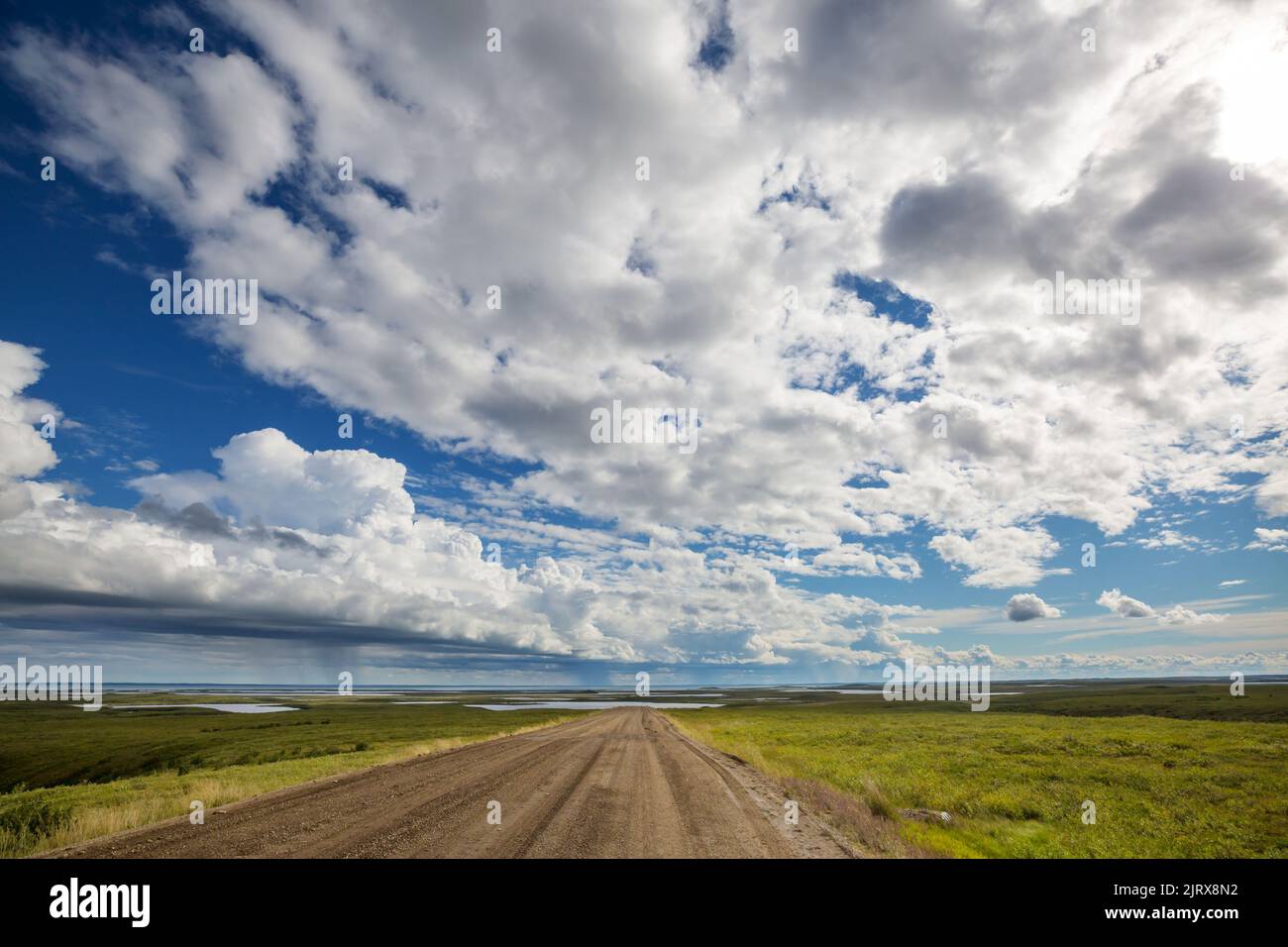 Endless Dempster Highway near the arctic circle, remote gravel road