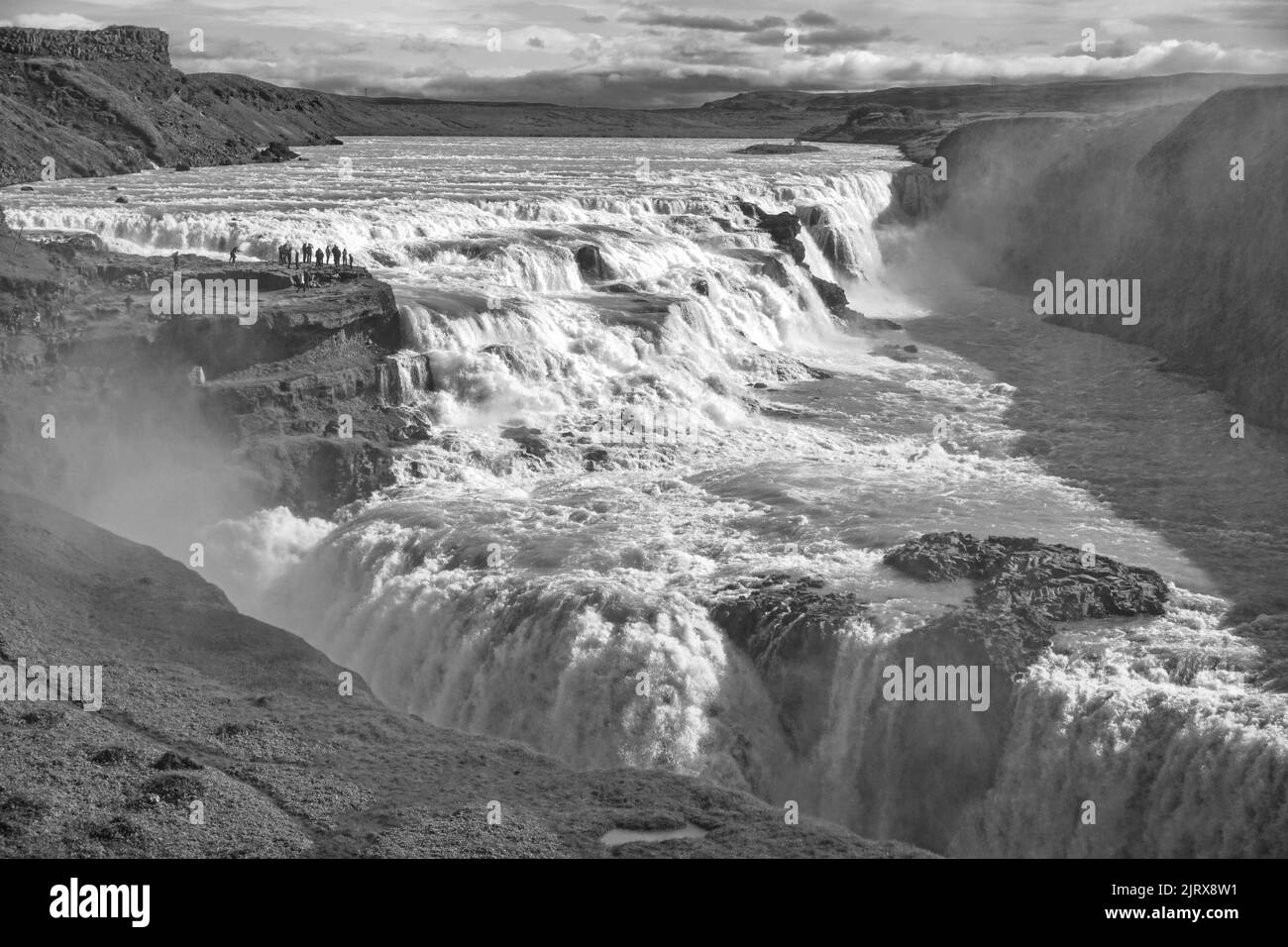 Gullfoss waterfall located in canyon on Hvita river, Iceland Stock Photo