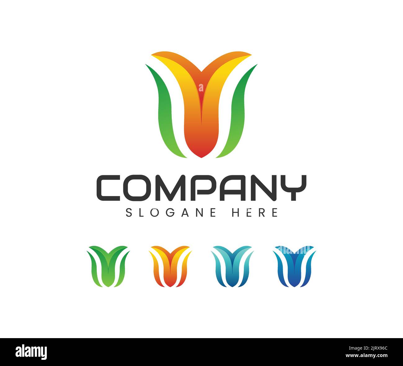 Modern flower logo design. Modern beautiful red flower growing logo