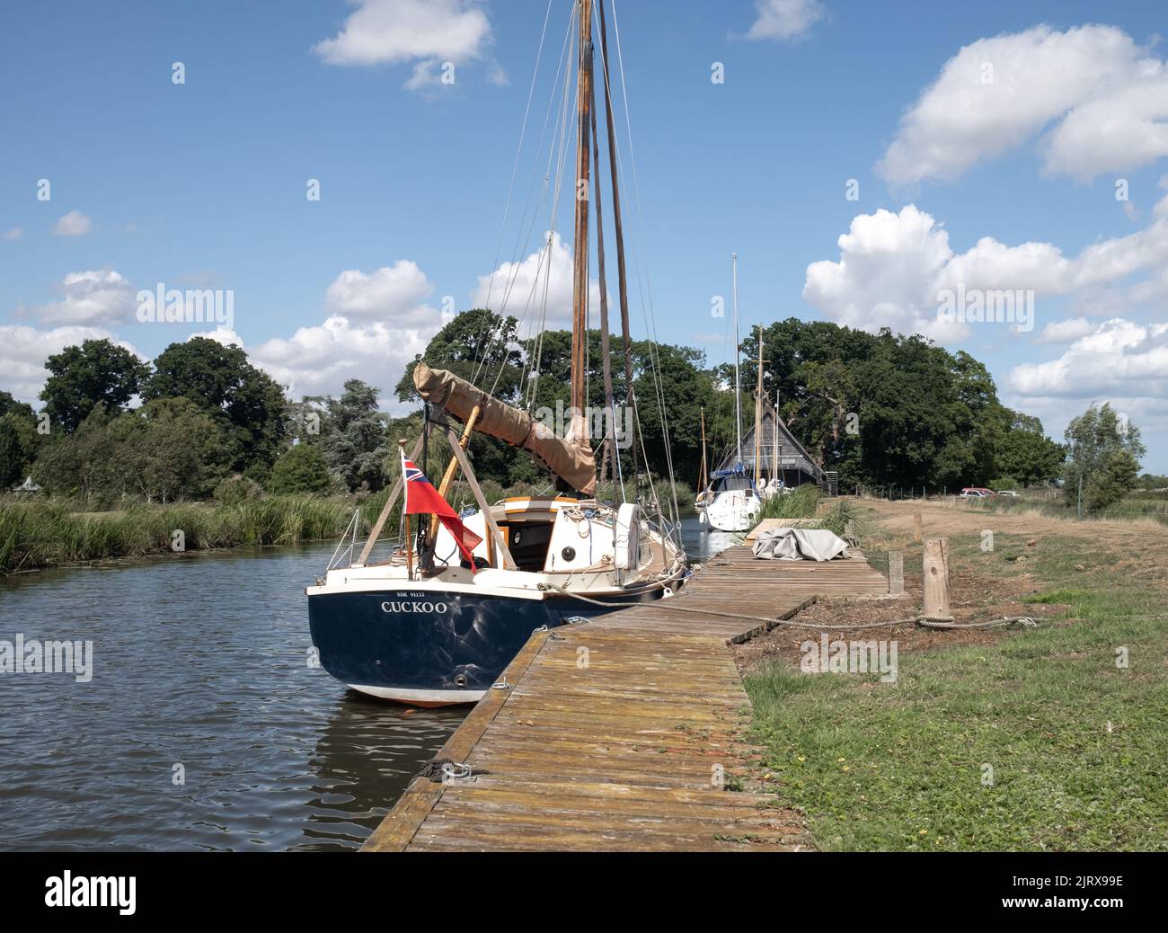 Boat moorings on the Norfolk Broads Stock Photo Alamy
