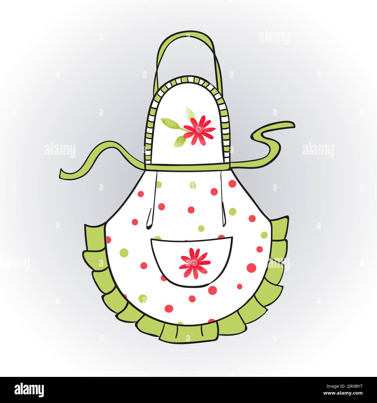 Doodle kitchen apron for woman. Vector illustration Stock Vector Image